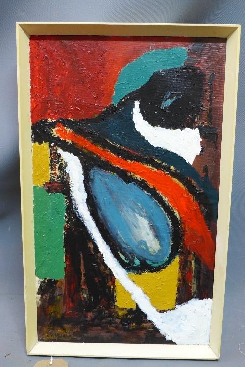 E. Warner, Abstract Composition, oil on canvas, signed lower left, 54 x 32cm