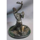 A bronze statue titled "The Tormented" by B C Zheng, H.47cm