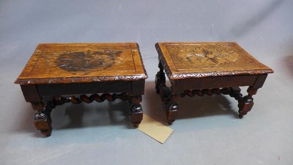 A pair of 19th oak foot stools