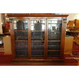 A William IV rosewood bookcase, having three glazed doors, raised on stepped base, H.166 W.190 D.