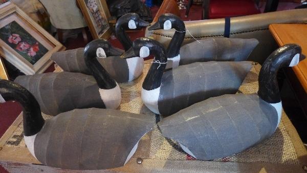 Six Contemporary decoy geese, (6)