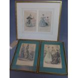 Three late 19th / early 20th century French hand-coloured fashion prints, depicting high society