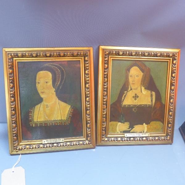 20th century school, a study of Anne Boleyn, oil on board, together with a companion study of