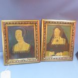 20th century school, a study of Anne Boleyn, oil on board, together with a companion study of