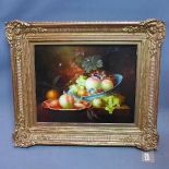 A still life of fruit, oleograph, in gilt frame, 39 x 50cm