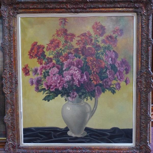 C. Sielens (20th century Continental school), Still Life of Flowers in a Vase, oil on canvas, signed - Image 6 of 6