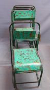 A set of six green Kunu metal stacking chairs, (6)