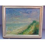 20th century Continental school, View of a Beach, oil on board, signed lower right, 23 x 28cm
