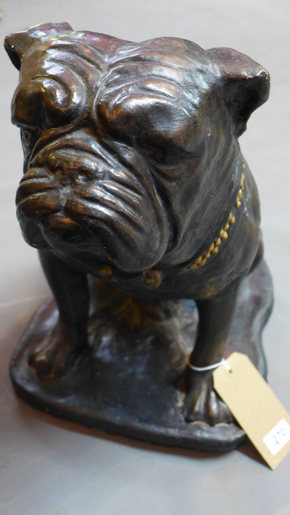 A painted plaster sculpture of a bulldog, H.45cm