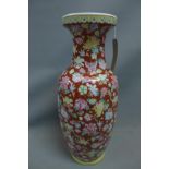 A late 19th / early 20th century Chinese famille verte porcelain baluster vase decorated with