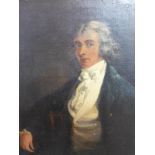 After Gainsborough, a 19th century portrait of a gentleman, oil on panel, H.30 W.24.5cm