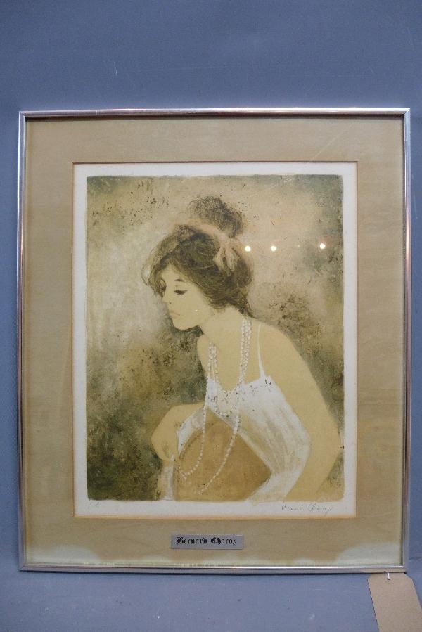 Bernard Charoy (French, b.1931), 'Nicole au Collier de Perles', limited edition lithograph, signed