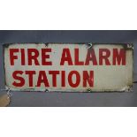 An early 20th century enameled sign, 'Fire Alarm Station', 23 x 61cm