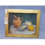 Early 20th century Continental School, still life study, oil on board, monogrammed 'D.G.', H.35cm