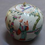 A 19th century Chinese famille rose porcelain ginger jar and cover, decorated with figures in