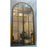 A large arch top garden mirror, with gate front, 170 x 90cm