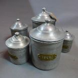 A set of six 1930's French aluminium caddies