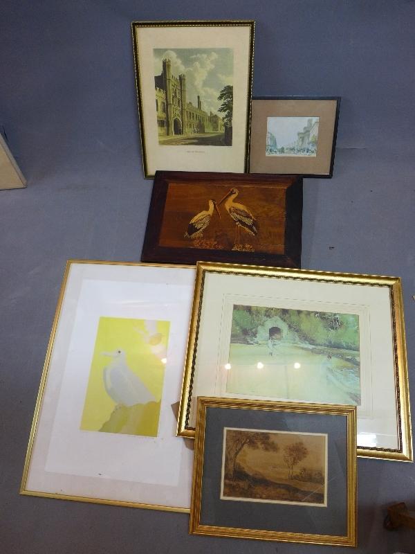 A collection of prints and pictures, to include a print after William Russel of women preparing to