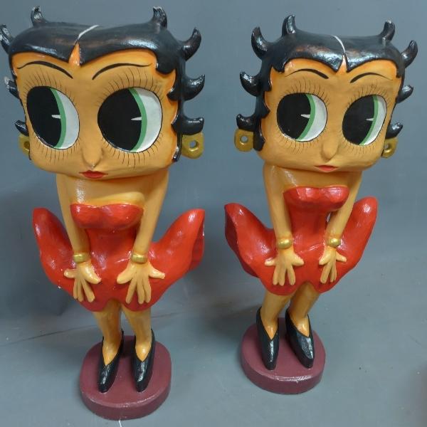 Two wooden figures of Betty boop, H.62cm