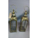 A pair of gilt metal storm lanterns, H.62cm