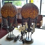 A pair of Maitland Smith table lamps in the form of hot air balloons, with tortoiseshell effect