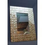 A Contemporary mother of pearl set wall mirror, 80 x 60cm