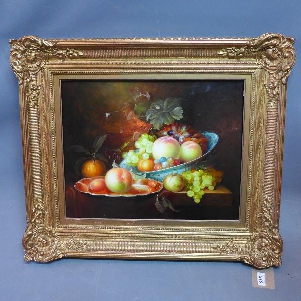 A still life of fruit, oleograph, in gilt frame, 39 x 50cm