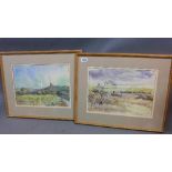 Patrick Nairne, two watercolours, titled 'The Camargue', 'Chateauneuf de Papes' signed, 25 x 35cm
