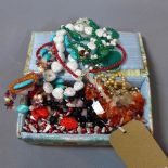 A collection of semi precious necklaces to include tanzanite, amazonite, ruby, garnet, turquoise,