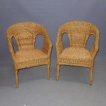A pair of mid 20th century wicker armchairs