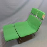 A Ronan Bouroullec chair, having green upholstery, with foot rest