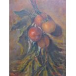 S. Moroni, Still Life of Tomatoes, oil on canvas, signed and dated 1965 lower right, 52 x 39cm