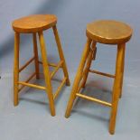 A pair of mid 20th century elm and beech wood bar stools