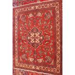 A fine Central Persian Isfahan rug, double pendent medallion with repeating spandrels on a