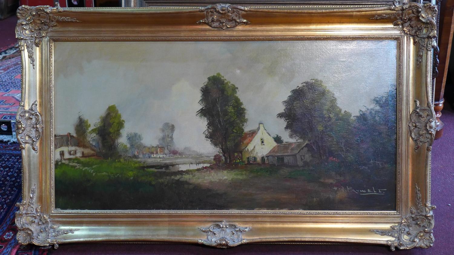 Henri Joseph Pauwels (Belgian, 1903-1983), 'Boerderijen', a view of farmhouses, oil on canvas,