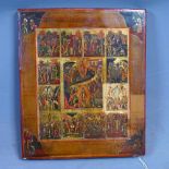 A Russian icon depicting the Descent into Hell, the Resurrection and Feasts, tempera on wooden