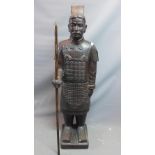 A large fibreglass model of a Chinese warrior, H.148cm (a/f)