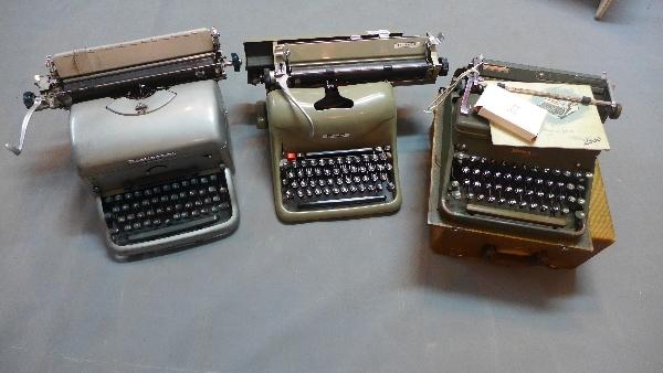 A vintage Remington Rand Noiseless typewriter, together with a vintage Olivetti typewriter, and a