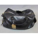 A Bennett Winch black leather 'Weekender' duffel bag, retails £1250