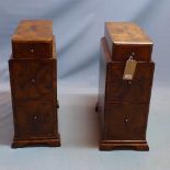 A pair of Art Deco burr walnut pedestal chests, with three drawers, raised on bracket feet, H.71 W.