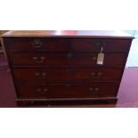 A Georgian mahogany chest, with two short over three long drawers, raised on bracket feet, H.87 W.