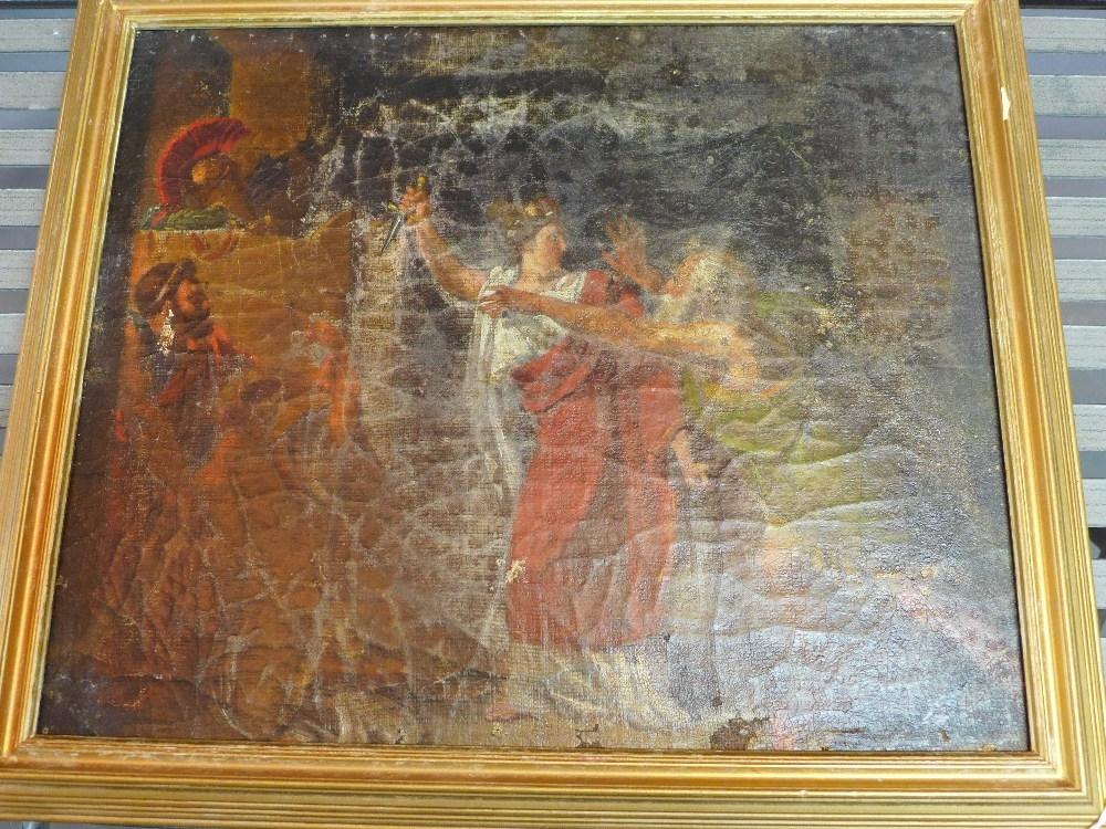 Early 19th century school, Biblical scene, oil on canvas laid down on board, 37 x 46cm