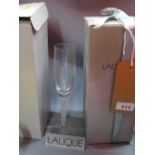 A pair of Lalique 'Diamant' champagne flutes, one with original box