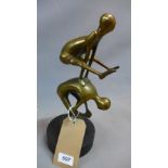 A 20th century bronze study of two gymnasts, H.34cm