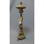 An early 20th century brass pricket stick, H.74cm