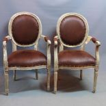 A pair of Contemporary fauteuil, raised on reeded legs