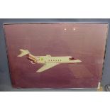 A large printed photograph of a private jet, H.63cm W.90cm