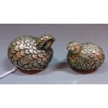 Two silver plated Gucci quail salt and pepper shakers, marked Gucci, Made in Italy to base, L.7.