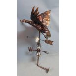 A sheet metal weather vane with goose finial, H.89cm