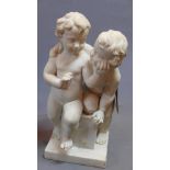 A reconstituted marble figural study of two cherubs, H.48cm